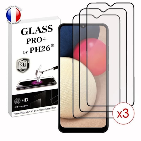 Paket med 3 HELA skyddsfilmer för Samsung Galaxy A02s i ultrabeständigt härdat glas (maximal hårdhet) Vit