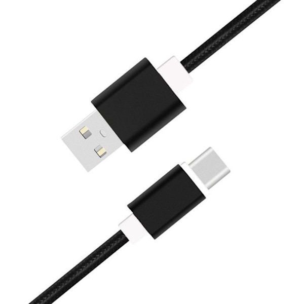 USB-C-kabel kompatibel med Realme 13 5G nylonflätad USB-kabel 1 meter snabbladdning/synkroniseringskabel-dataöverföring - SVART