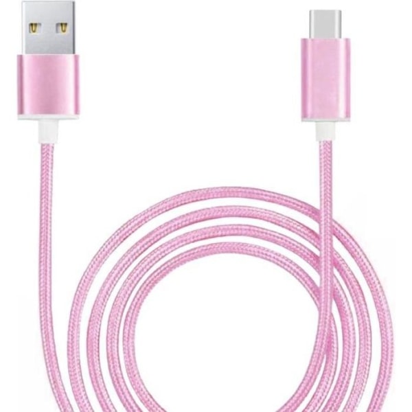 Type C-kabel til Samsung Galaxy A52 5G flettet nylon 1,3 meter hurtig opladning-synkronisering-dataoverførsel - PINK Rosa