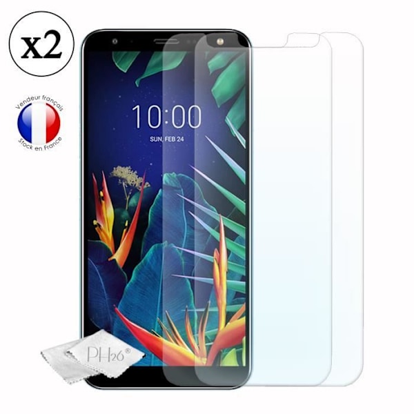 LG K40 Pack 2 näytönsuojat erittäin läpinäkyvästä karkaistusta lasista, erittäin kestävä, erittäin ohut, jälkiä estävä, helppo asentaa