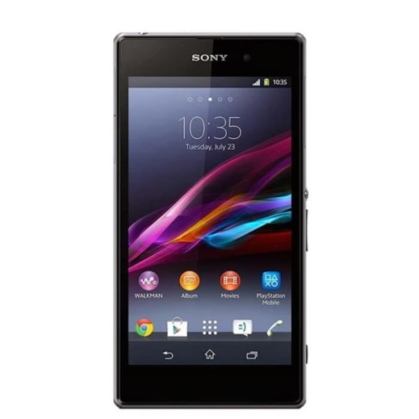 SONY XPERIA Z1 COMPACT Sort tætsiddende sort folio-cover med vinduer i læderagtigt materiale og synlige stikninger by PH26®