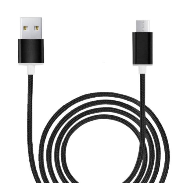 Mikro-USB-kaapeli Huawei Enjoy 20e Helio P35 -puhelimelle nailonilla punottu Sync nopea tiedonsiirto - MUSTA Svart