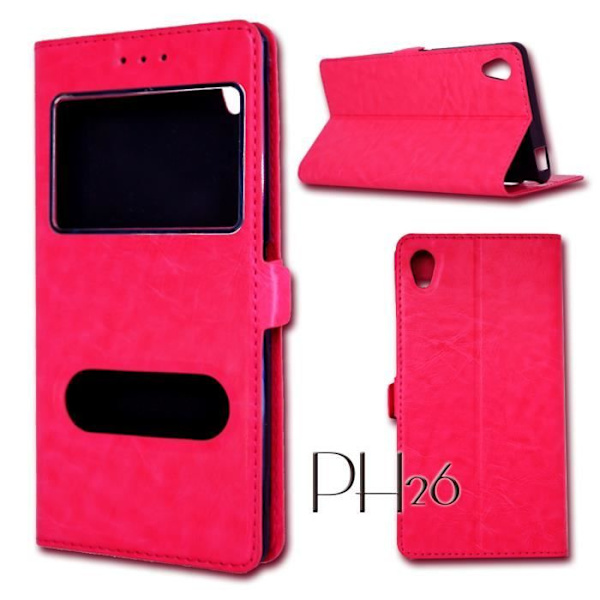 Ikkunakuori - PH26® - SONY XPERIA C4 - Keinonahka - Puolijäykkä kuori - Vaaleanpunainen Rosa