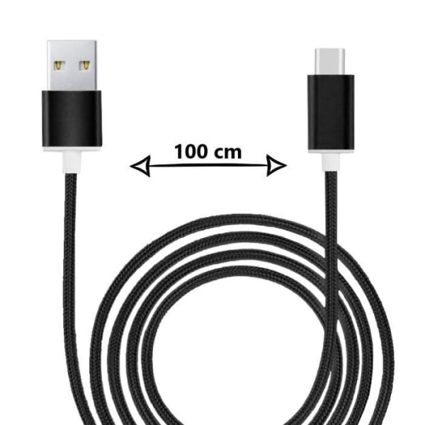 Typ C-kabel för Doogee V20 i nylon flätad synkroniserad snabbdataöverföring - SVART