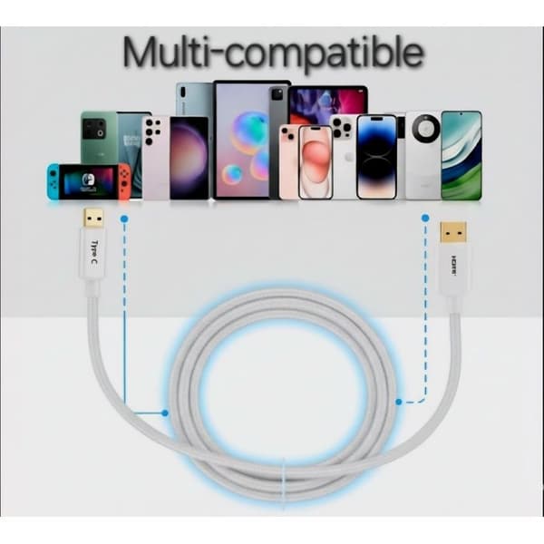 USB-C til HDMI-kabel - PH26 - Model C7x - 4K/60Hz - Vævet nylon - Længde 1.8m