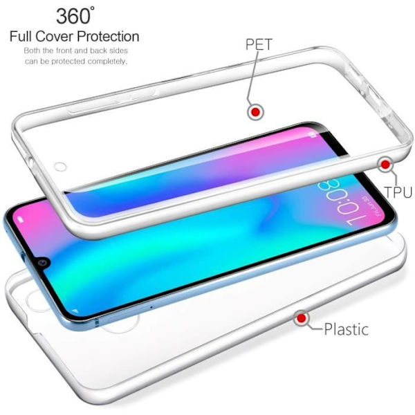 360 Degree Case Huawei Y6p 2020 Case Cover, Fuld beskyttelse Transparent Front + Hard Back, Touchscreen Case Cover -NZ