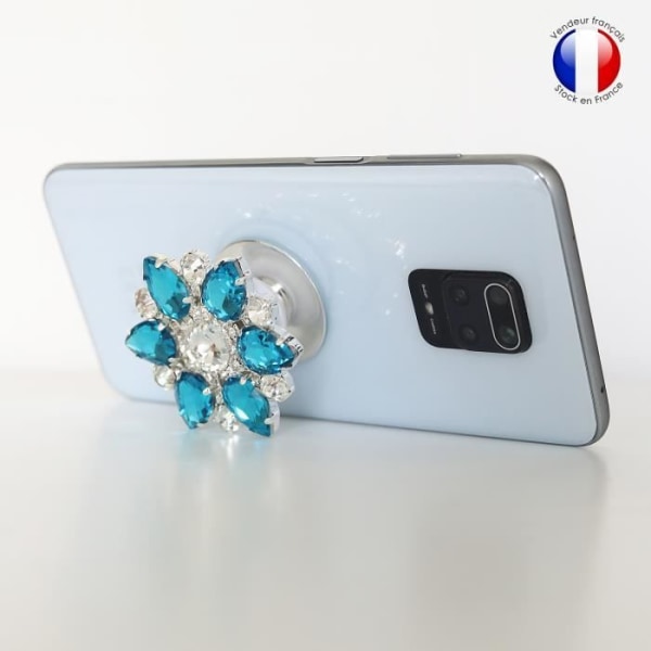 Foldbar Mobiltelefon Holder til General Mobile GM 20 Pro Super Diamond Design - Turkis & White Diamond Turkos