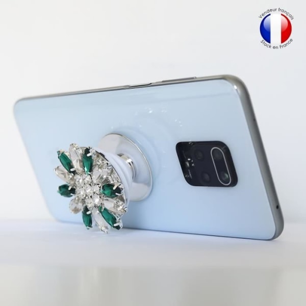 Foldbar Mobiltelefon Holder til Samsung Galaxy A51 5G Super Diamond Design - Grøn & Hvid Diamant Grön