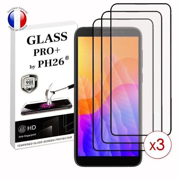 Paket med 3 HELA skyddsfilmer för Huawei Y5P i ultrabeständigt härdat glas (maximal hårdhet) Vit