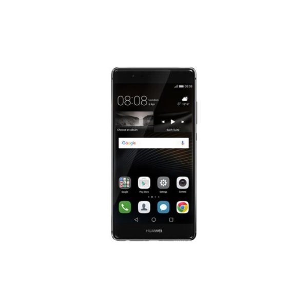 Huawei P9 Dedikeret folio sort læderetui med synlige stikninger by PH26®