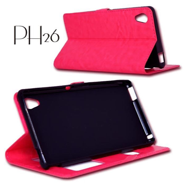 Pink folio vinduesdæksel til SONY XPERIA C4 by PH26® Rosa