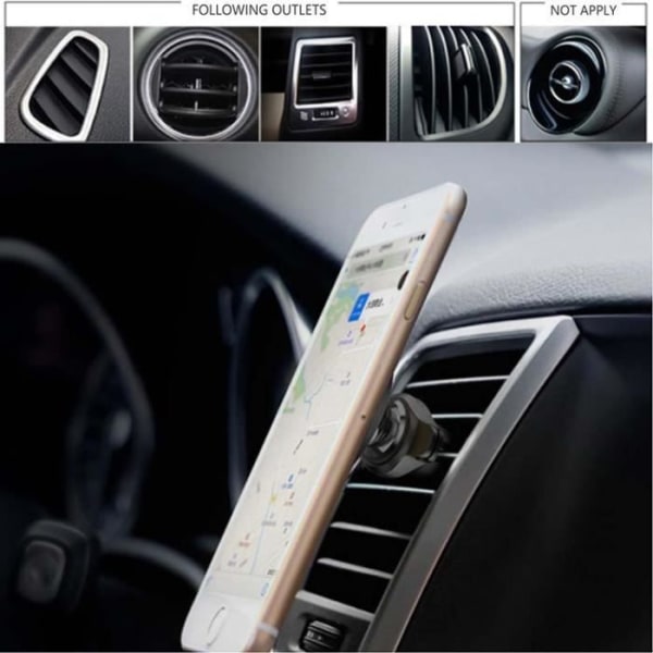 PH26 magnetisk biltelefonhållare för luftventil 360° rotation Bärbar hållare för Samsung Galaxy S20+ 5G SD865 Svart