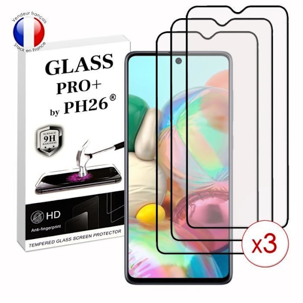 Paket med 3 HELA skyddsfilmer för Samsung Galaxy A71 i ultrabeständigt härdat glas (maximal hårdhet) Vit