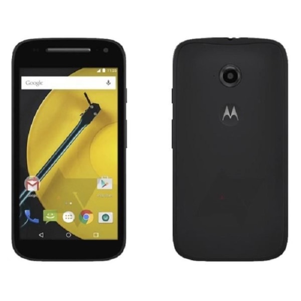Motorola E2 Dedikerat svart folioskydd med läderfönster med synliga sömmar från PH26®