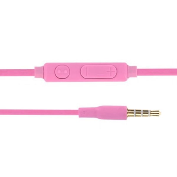 Pink højkvalitets audio in-ear øretelefoner i ultrakomfort silikone volumenkontrol og mikrofon til Haier Alpha Rosa