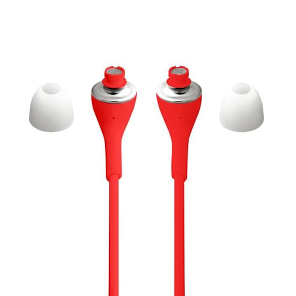 Røde højttalere i høj lydkvalitet, intraaurale med ultra komfort, volumenkontrol og mikrofon til Sharp Simple Röd
