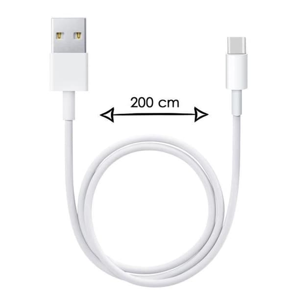 Typ C laddkabel - PH26 - 2 Meter - Kompatibel med Realme 5 Pro - Snabbladdning - Datatransfer Vit