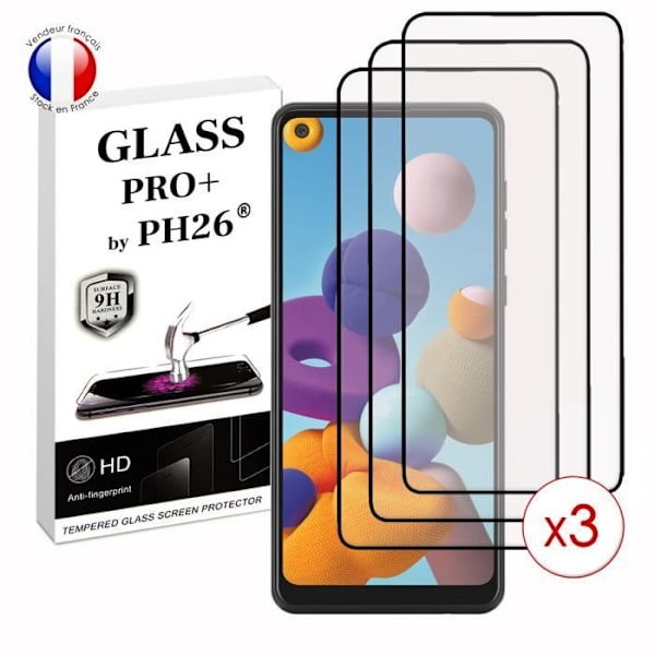 Pack 3 HELA skyddsfilmer för Samsung Galaxy A21 i ultrabeständigt härdat glas (Maximal hårdhet) Vit