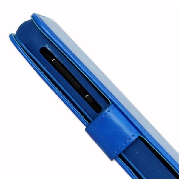 PH26® Folio fodral för Blackview R7 plånboksformat i blått ekoläder med dubbel invändig flik, korthållare, stängning