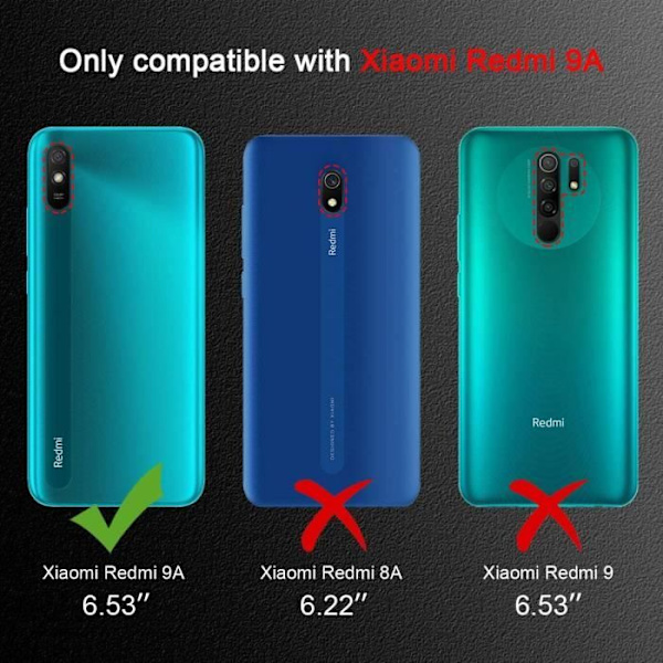 3 delar härdat glas för Xiaomi Redmi 9A, hårt transparent [9H hårdhet] [bubbelfritt] skärmskydd för Xiaomi Redmi 9A