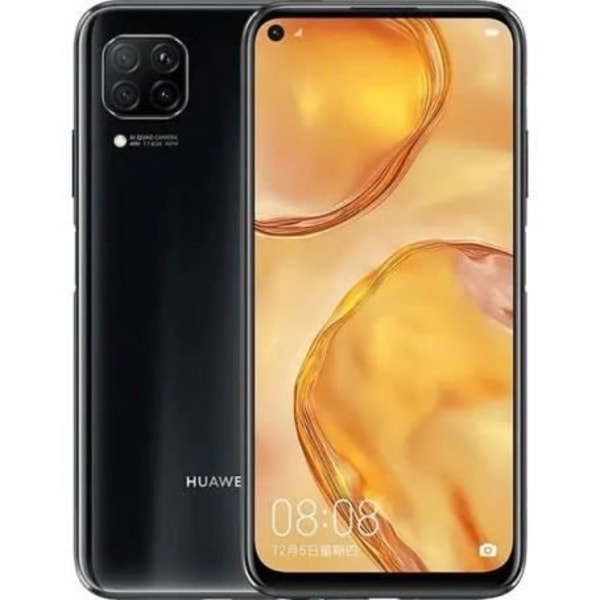 Etui til Huawei P40 Lite Extra Slim X2 Windows i kvalitets øko læder med magnetlukning og synlige syninger - SORT Svart