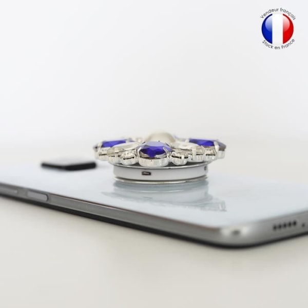Vikbar mobiltelefonhållare för Nokia C10 Super Diamond Design - Blå &amp; Vit Diamant