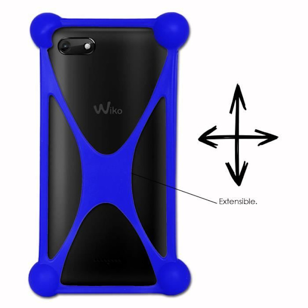 Coque - Wiko - Harry 2 - Antichock - Silikon - 3 Härdat glas Blå