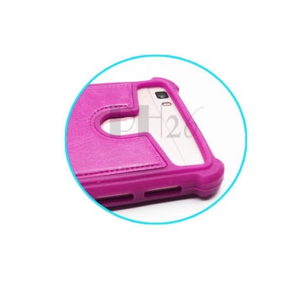 Samsung Galaxy J1 Ace Nahkaverhoiltu takakuori fuksia silikonireunat iskusuojilla by PH26®