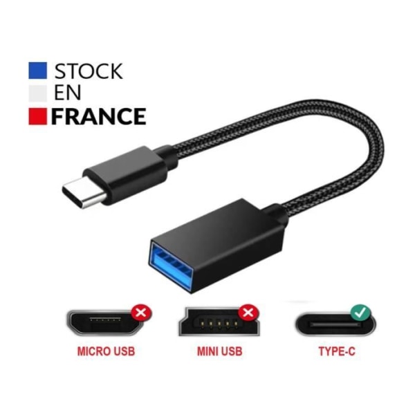 USB-C till USB-A OTG Adapterkabel för Honor Play 7T - USB C Hane till USB A hona nylonflätad aluminium