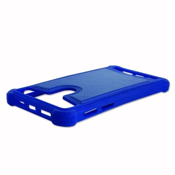 Bagcover til Wiko Y81 læderstil silikone gel contours anti-shock cover [tillader trådløs opladning] - Blå Blå