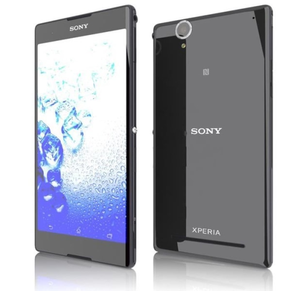 SONY XPERIA T2 Dedicated black folio case with window effect in leather with visible stitching by PH26® Svart