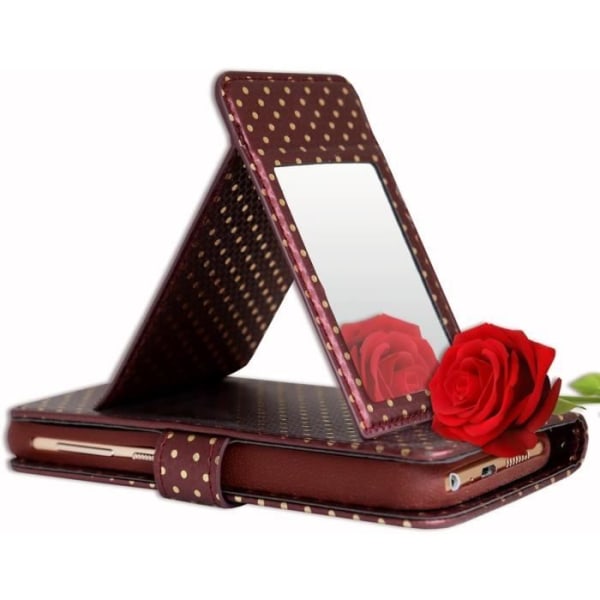 Smartphone-fodral - PH26 - Desire 19+ - Ekoskinn - Brun - Kortfack och spegel kastanj
