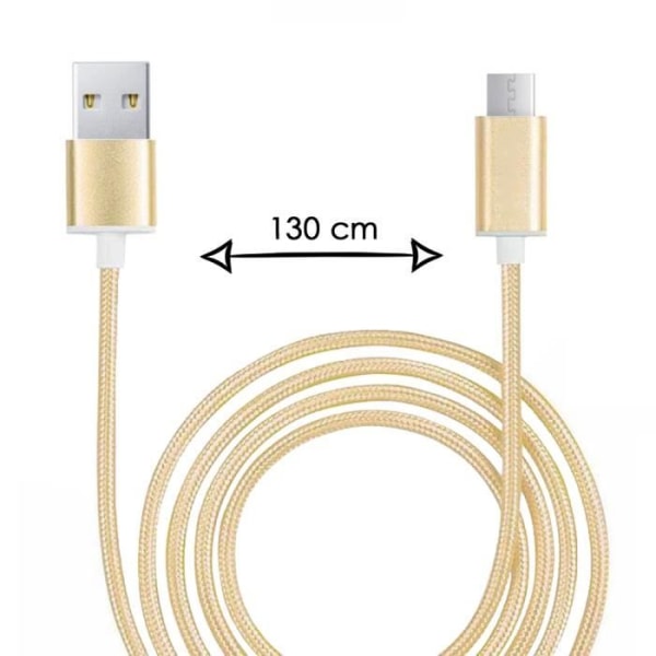 Mikro-USB-kaapeli Xiaomi Redmi 9 India:lle Nylon-punottu USB-kaapeli 1,3 metrin pikalataus-synkronointi-tiedonsiirtokaapeli - GOLD