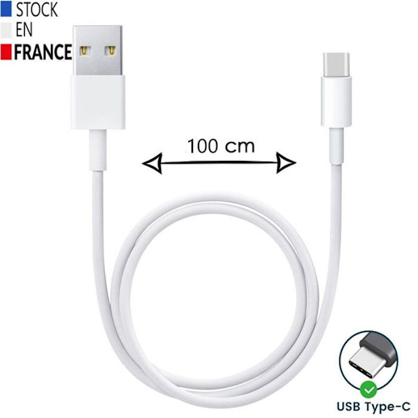 USB Type C-kabel - PH26 - Google Pixel 8a - 1 Meter - Hurtigopladning/Synkronisering - Hvid