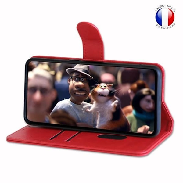Plånboksfodral - Huawei - PSmart 2021 - Läder - Magnetiskt - Videostöd Röd