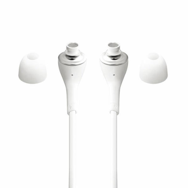 Hörlurar Vit Högkvalitativ Audio in-ear i silikon ultra komfort volymkontroll och mikrofon för OnePlus Nord Vit