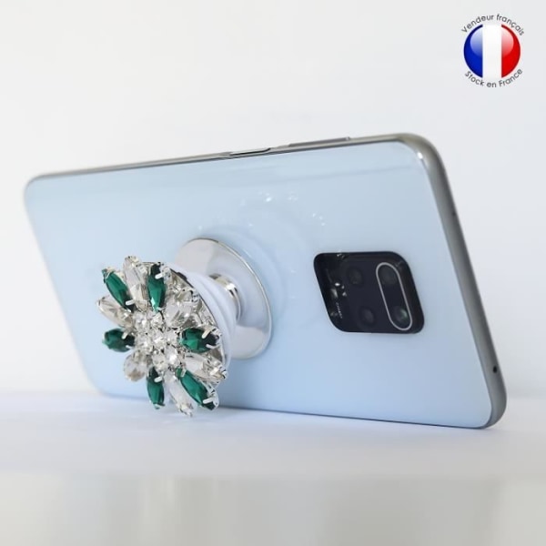 Vikbar mobiltelefonhållare för Oukitel WP6 Super Diamond Design, Universal Phone Grip - Green &amp; White Diamond
