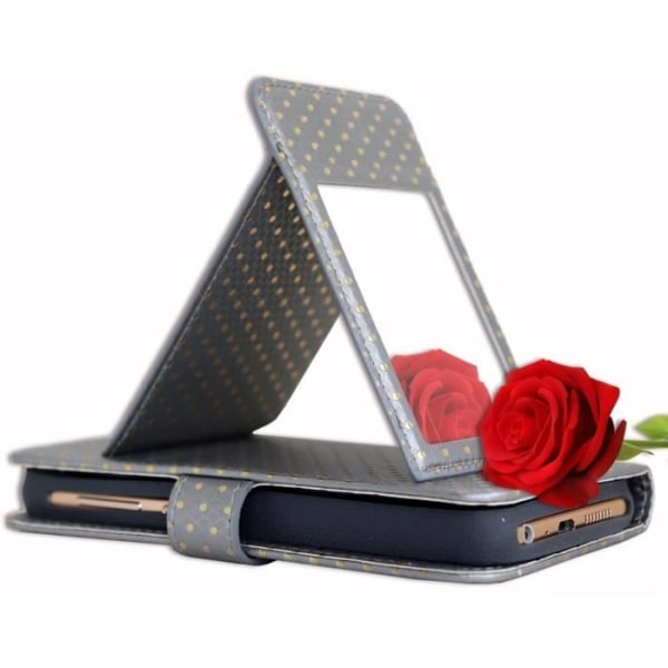 Smartphonefodral - SILVER - REALME 7 - Ekoskinn - Kortfack - Inbyggd spegel Grå