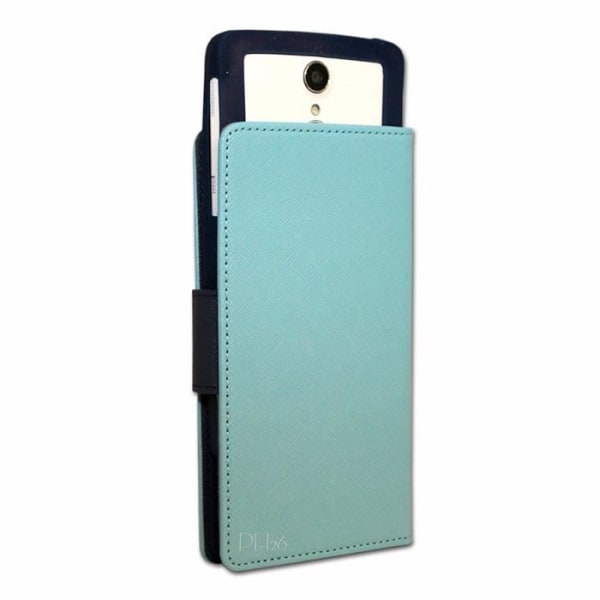 Sky Blue tekstureret læder folio etui med kortholder og synlige syninger kompatibel med Coolpad Cool Play 8 Lite