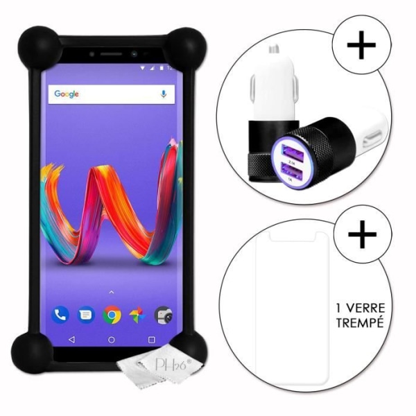 Coque bumper - Wiko - Harry 2 - Antichoc - Silikone - Oplader til cigarettænder 2x USB Svart