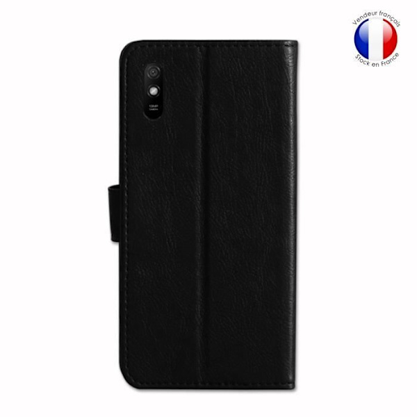 Plånboksfodral dedikerat till Xiaomi Redmi 9A med magnetisk flik, kortlagring och videostöd - Svart Svart