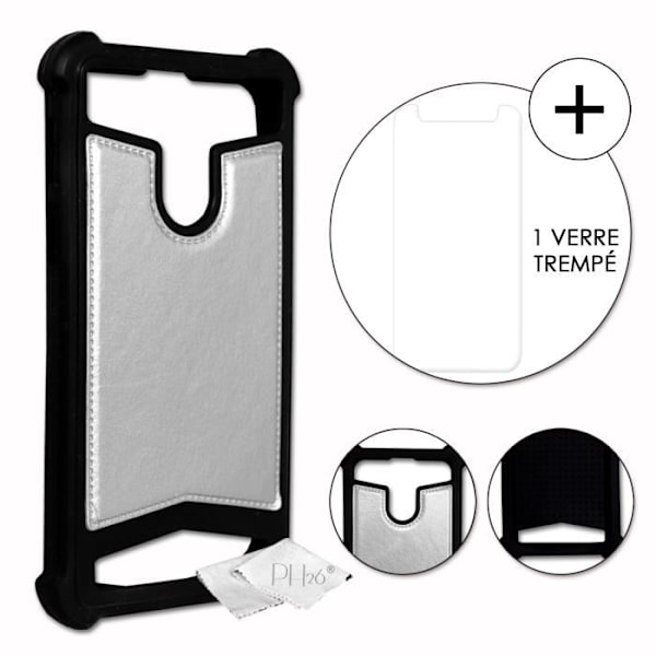 Super Pack for Archos Access 57 Nahkatyylinen takakotelo iskunkestävällä silikonigeelillä + 2 näytönsuojakalvoa