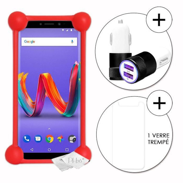 Coque bumper - Wiko - Harry 2 - Stötsäker - Silikon - Röd Röd