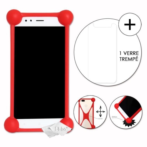 Super Pack för LG Velvet 4G Stötsäker Bumper Case för + 1 MAXIMAL Hårdhet Skyddande härdat glas - RÖD Röd