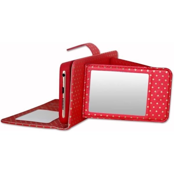 Smartphonefodral - RÖD - Realme 6 Pro - Ekologiskt läder - Kortficka - Inbyggd spegel Röd