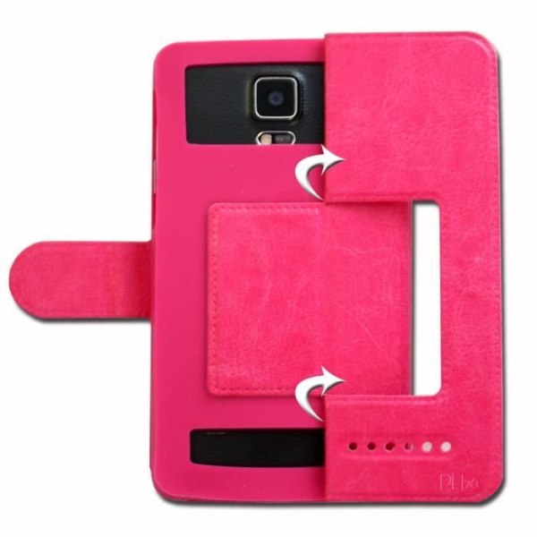 Super Pack Case Cover til Xiaomi Redmi Note 8 Extra Slim 2 Windows Eco Læder + høj gennemsigtighed hærdet glas PINK