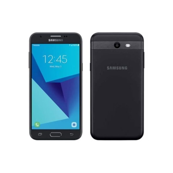 Samsung Galaxy J3 Prime Special Design Sort Folio med Vindue Læderlook med Synlige Syninger by PH26®