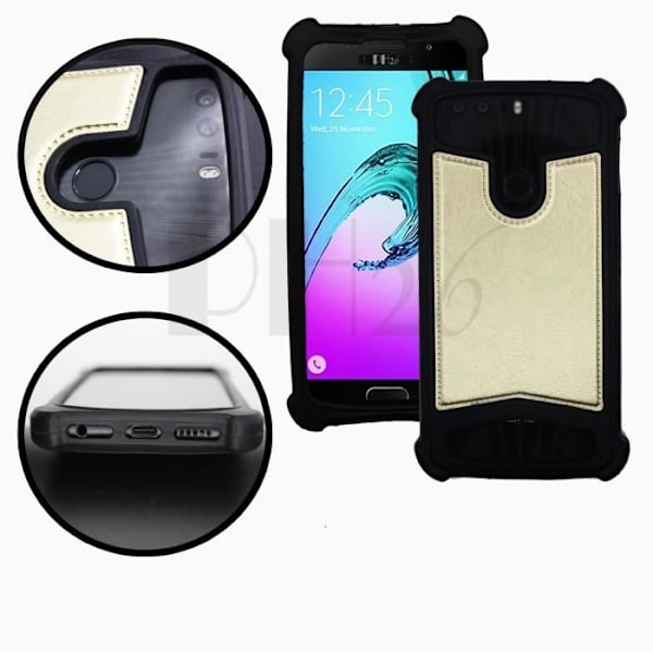 Samsung Galaxy Note 4 Guld bakfodral i läderstil med anti-chock silikongelkonturer från PH26®