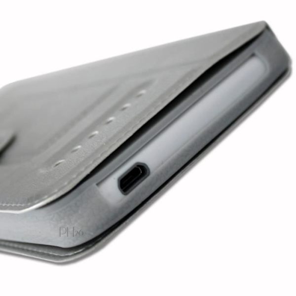 Super Pack Cover til Google Pixel 4 XL Extra Slim 2 Windows øko læder + høj gennemsigtighed hærdet glas SØLV