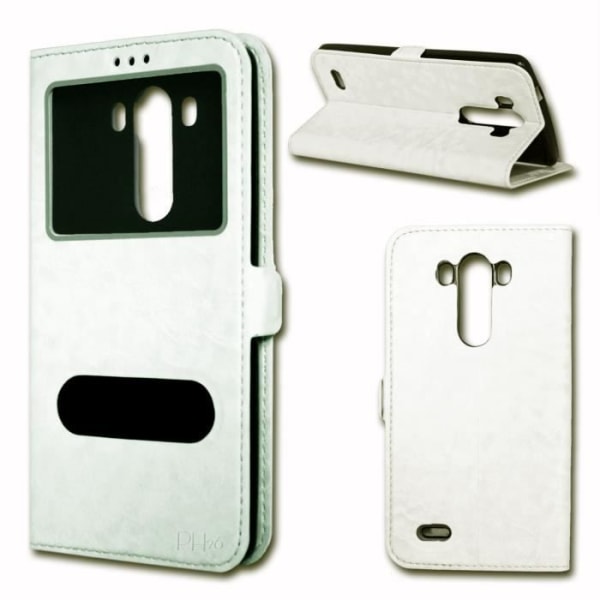Etui Housse Coque Folio - PH26® - LG G3 S/G3 MINI - Syntetiskt läder - Magnetisk - Flexibel Vit